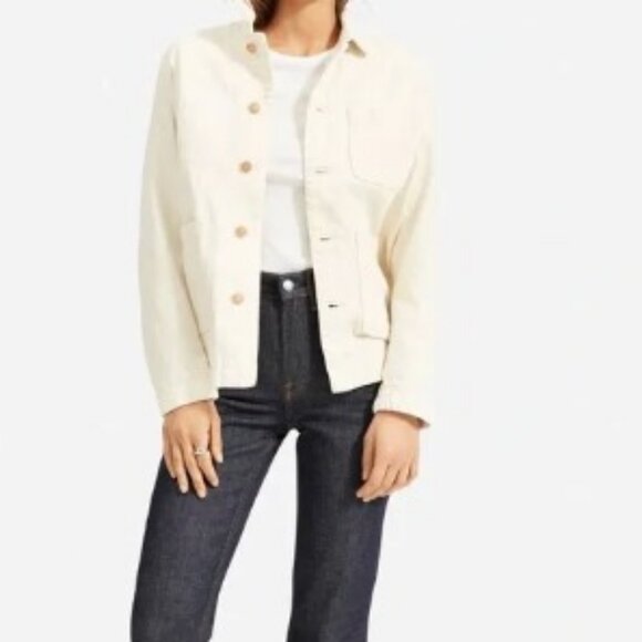 Everlane The Denim Chore Jacket Button in Beige color size M - Picture 1 of 10